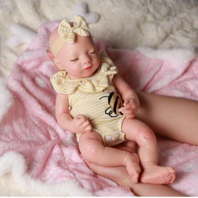 BABESIDE Silicone Baby Doll Lifelike Reborn Baby Dolls - 16 Inch (Weight 4 Lb) Full Platinum Silicone Reborn Baby Doll Slicone Full Body Anatomically Correct Sleeping Baby Girl with Gift Box