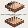 A&A 15 inch Walnut Wooden Chess Set with Storage Drawer, Triple Weighted Pieces, 3.0 inch King Height, Walnut & Maple Inlay, 2 Extra Queen, Classic 2 in 1 Chess and Checkers Board Game view 2