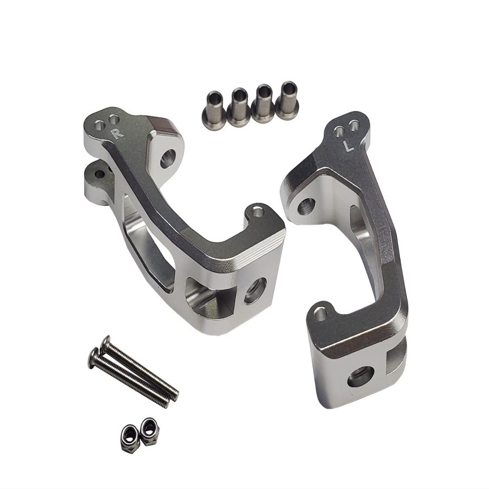 Aluminum Alloy Front Caster Blocks (c-hubs) for Traxxas 1/8 4WD Sledge Monster Truck Replace 9532 2pcs - Silver