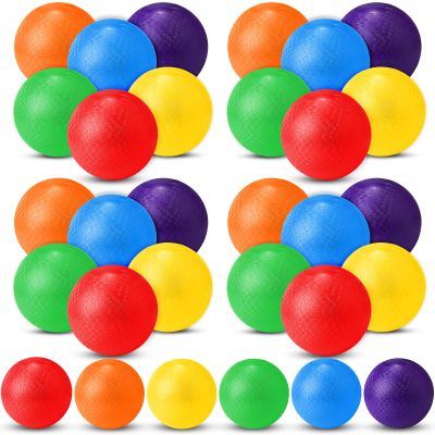 Macarrie 30 Pcs Playground Balls 6 Inches Dodgeball Kick Balls for Kids Adults Colorful Inflatable Balls Handballs Soccer Basketball Handball Games Camps Schools Outdoors (Multicolored)