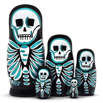 Tphon Nesting Dolls Wooden Russian Skull Matryoshka Dolls Gift for Halloween Toddler Kids Boys Girls Toys for Children Christmas Birthday