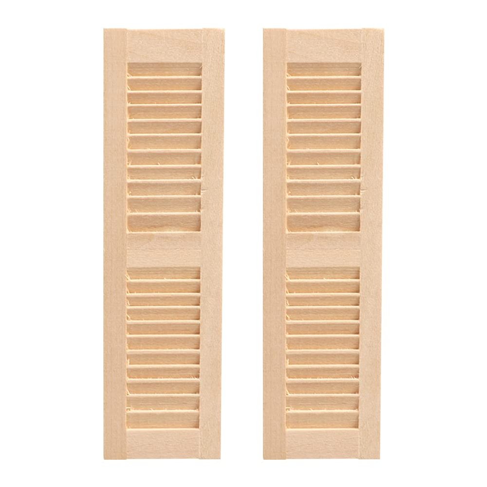 LUOZZY 2Pcs Miniature Shutters 1: 12 Scale Miniature Dollhouse Furniture Wooden Window Tiny Shutters Wooden Shutters Models