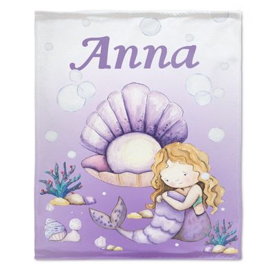 Abhibhu Mermaid Custom Name Blanket Personalized Blanket with Name for Baby Boy Girls Custom Baby Blanket Customized Blanket for Newborns Nursery Decor Swaddling Birthday Gifts 60"x80"for Adult