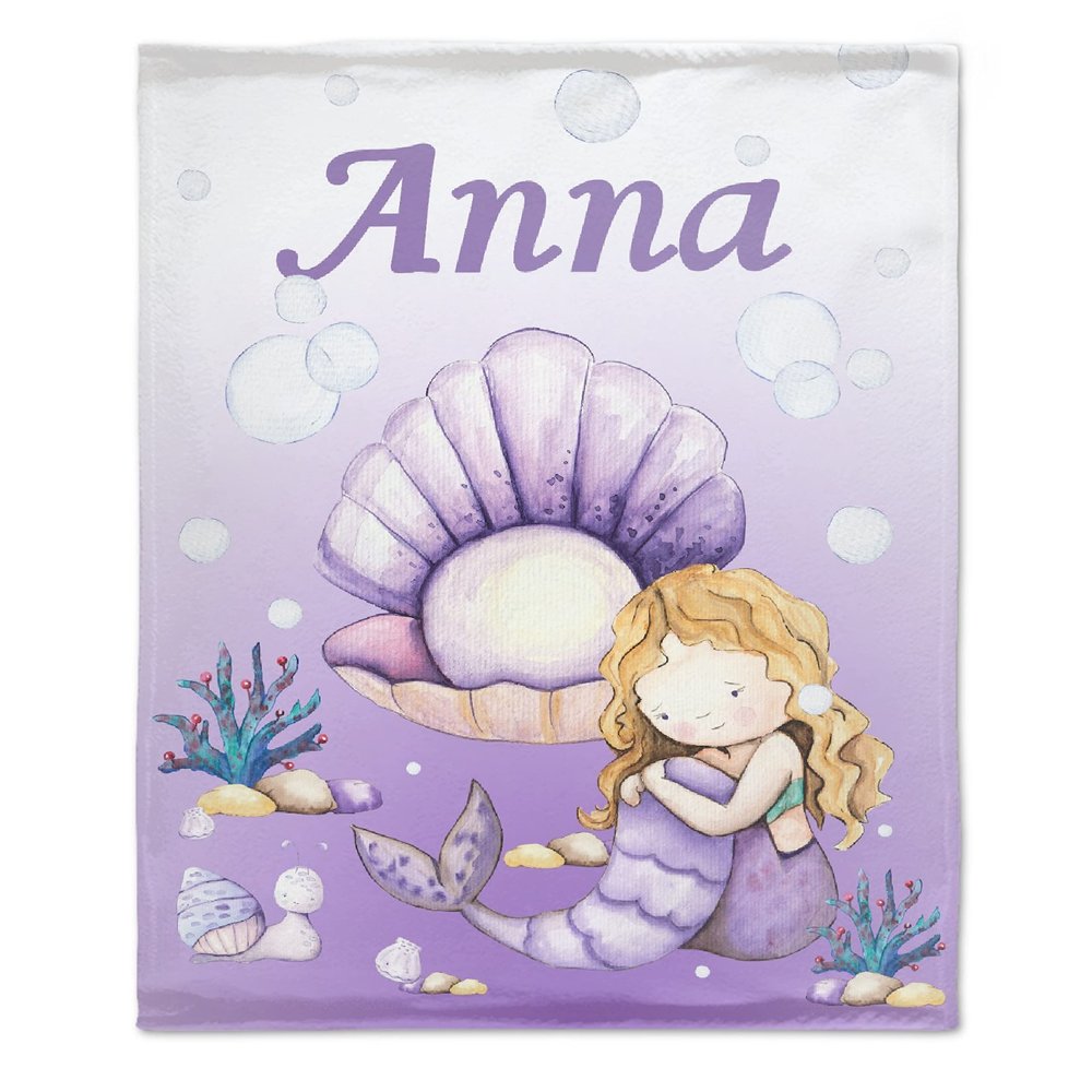 Abhibhu Mermaid Custom Name Blanket Personalized Blanket with Name for Baby Boy Girls Custom Baby Blanket Customized Blanket for Newborns Nursery Decor Swaddling Birthday Gifts 60"x80"for Adult