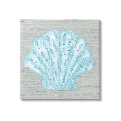 Stupell Industries Blue Clam Shell Patterned Fish Motif Sea Life, Design by Ziwei Li