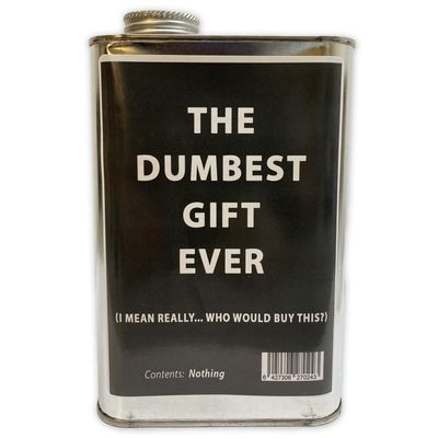 DUMBEST GIFT EVER Empty Steel Tin - Give the Gift of Nothing - Prank Gift Boxes - Big Box of Nothing - Useless Gifts for the Person Who Has Everything - 32oz Stainless Steel Tin of Dumb Gift