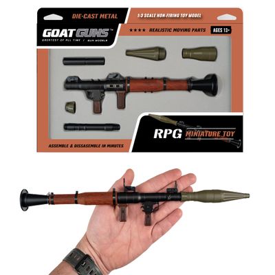 GoatGuns Miniature RPG Model Black | 1:4 Scale Diecast Metal + Real Wood Build Kit