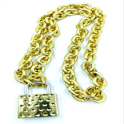 Gold Lock and Chain Mardi Gras Bead Necklace Spring Break Cajun Carnival Festival New Orleans Beads