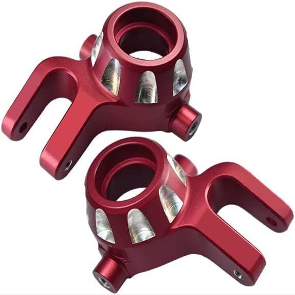 Aluminum Alloy Front Steering Knuckle Arms for Traxxas 1/8 4WD Sledge Monster Truck Replace 9537 2pcs - RED