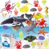 Ocean Sea Animal Figure Toys for Kids 3-5, Realistic Sea Life Figures Animal Creature Sand Toys Beach Bath Playset Include Shark Whale Corals Seagrass Crab Octopus Turtle for Toddler Boys & Girls view 1