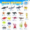 Ocean Sea Animal Figure Toys for Kids 3-5, Realistic Sea Life Figures Animal Creature Sand Toys Beach Bath Playset Include Shark Whale Corals Seagrass Crab Octopus Turtle for Toddler Boys & Girls view 3