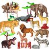 10 Big Realistic Safari Animal Toys for Kids 3-7, Jungle Figures Set with 12 Accessories & Storage Bucket, Educational Plastic Toys view 2