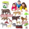 10 Big Realistic Safari Animal Toys for Kids 3-7, Jungle Figures Set with 12 Accessories & Storage Bucket, Educational Plastic Toys view 3