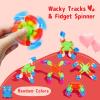 Feltom 28 Pack Valentines Day Gifts for Kids - Wacky Tracks Fidget Spinner with Valentine's day Greeting cards for kids, DIY Deformable Spinner Classroom Valentine's Party Favor, Exchange Prizes Gift view 3