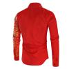 Men's Print Button Down Dress Shirt Shiny Golden Printed Long Sleeves Shirts Casual Slim Floral Nightclub Costume (Red,Large) view 2