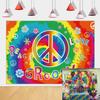60's Hippie Party Decoration Banner,Large Groovy Theme Party Decoration Backdrop,Peace and Love Background for 70's Carnival Groovy Classroom Decor view 1