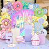 8x6ft Tie Dye Happy Birthday Backdrop Macaron Pastel Girls Birthday Background Rainbow Tie-Dye Theme Birthday Party Decorations Supplies Cake Table Banner view 2