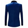 Men's Premium Velvet Blazer Jacket Slim Fit Solid Shawl Lapel Tuxedo Suit One Button Dinner Party Prom Sport Coat (Blue,X-Small) view 2
