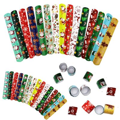 DimiGlobal 15 Pcs Christmas Slap Bracelets for Kids Christmas Slap Bracelets Bulk for Boys and Girls holiday Slap Bracelet Party Supplies Favors Classroom Prizes Exchanging Gifts