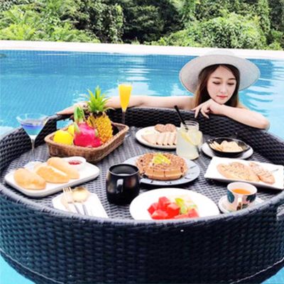 Floating Drink Holder, Pool Drink Holder, Floating Table for Pool, Pool Drink Holder, Hot Tub Drink Holder, Floating Rattan Tray, Floating Bar for Pool, Summer Par Oval