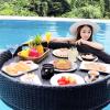 Floating Drink Holder, Pool Drink Holder, Floating Table for Pool, Pool Drink Holder, Hot Tub Drink Holder, Floating Rattan Tray, Floating Bar for Pool, Summer Par Oval view 1