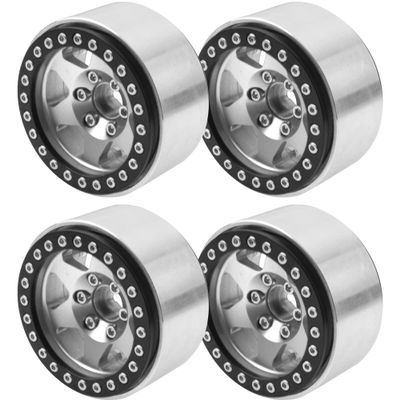 4Pack Aluminum Alloy 1.9" Beadlock Wheel Rims Hubs 6-Spoke Compatible with Traxxas TRX4 Axial SCX10 SCX10-II 90046 Wraith D90 D110 Tamiya CC01 1/10 RC Crawler Car (Silver)