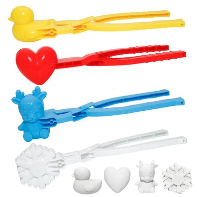 Holady 4PCS Large Size Snowball Maker Clip,Snowball Maker Tool with Handle for Snow Ball Fights, Snow Toys Kids Winter Outdoor ToysDeer,Love Heart,Duck,Snowflake Shape
