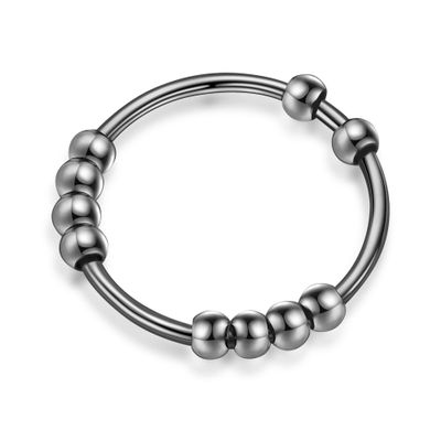 Ursilver Sterling Silver Spinner Ring, S925 Anxiety Ring for Women Men, Vermeil Black, Relief Stress Fidget Ring, Hypoallergenic