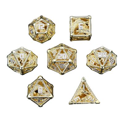 HXSCOO D4 D6 D8 D10 D12 D20 Role Playing Dice Game Metal Polyhedral Dice Game Accessories Role Playing Dice for DND Board Games (Color : Gold)