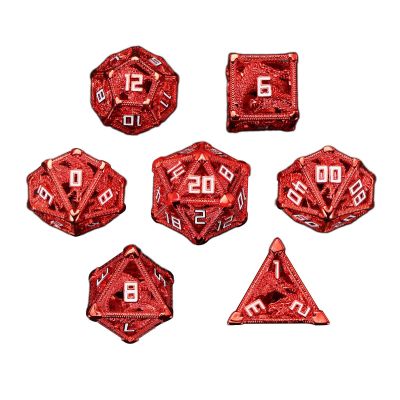 HXSCOO D4 D6 D8 D10 D12 D20 Role Playing Dice Game Metal Polyhedral Dice Game Accessories Role Playing Dice for DND Board Games (Color : Red)