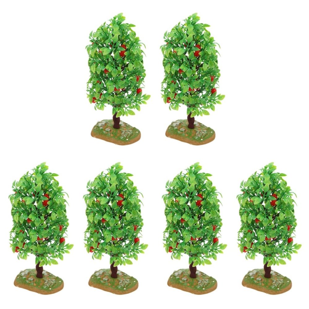 Healifty 6 Pcs Miniature Trees Miniature Fruit Trees Dollhouse Fruit Trees Scenery Model Tree Model Train Scenery