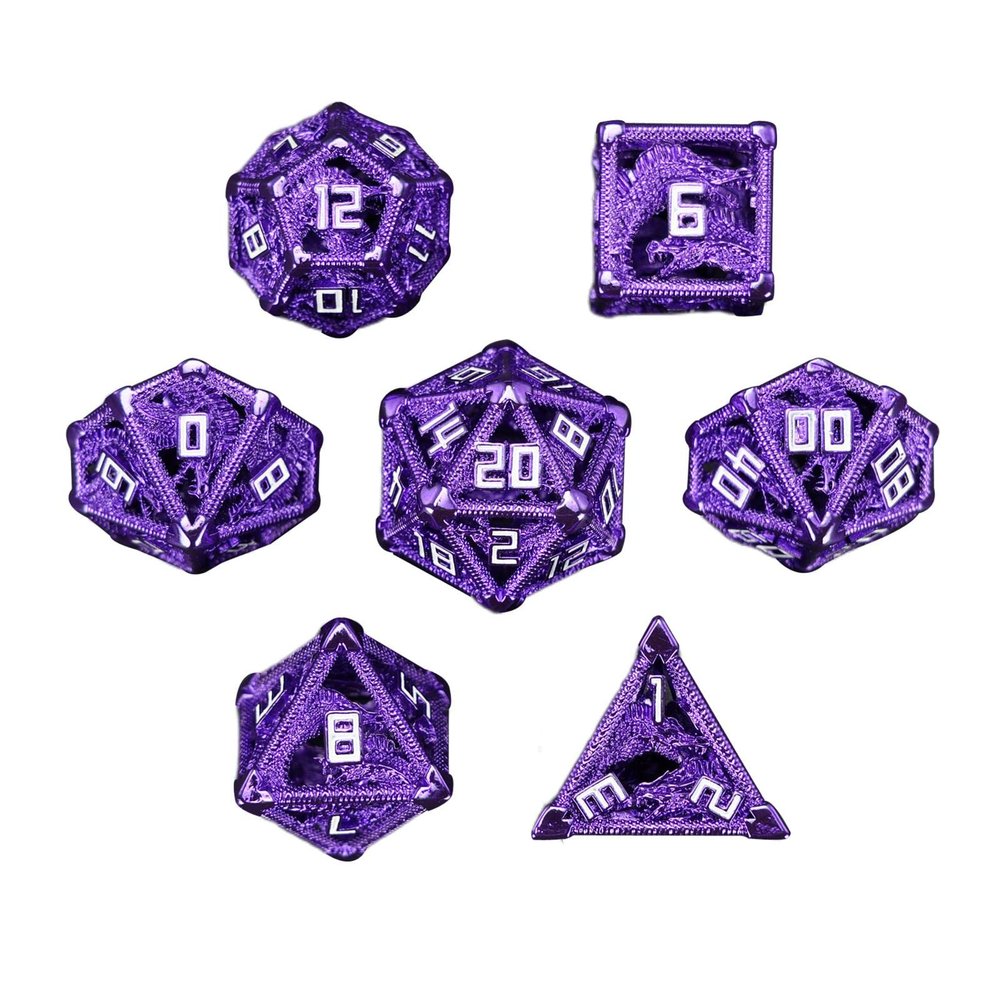 HXSCOO D4 D6 D8 D10 D12 D20 Role Playing Dice Game Metal Polyhedral Dice Game Accessories Role Playing Dice for DND Board Games (Color : Purple)