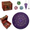 Knana 6Pcs Pendulum Board for Divination - Pendulum Crystal for Dowsing, Tarot Dice Astrology Dice with Box, Wiccan Supplies and Tools, Tarot Divination for Beginners view 1