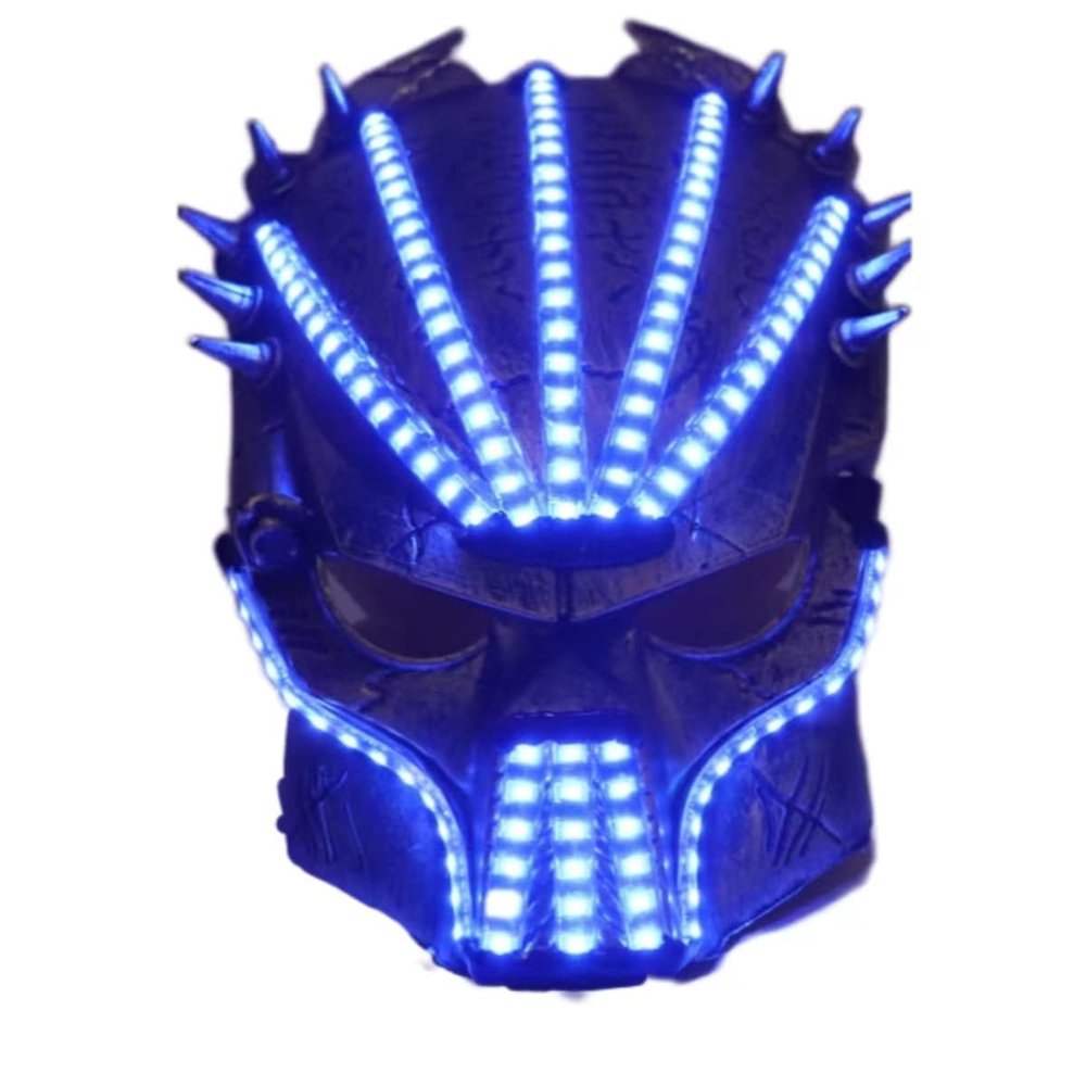 Gracecolorlife Flashing El Wire Mask Led Glowing Beauty Christmas Party Mask Festival Event Haloween Mask (Yellow led)