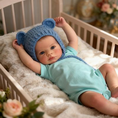 KAWAYII 20 Inch Newborn Baby Doll Open Eyes Reborn Baby Realistic Soft Vinyl Lifelike Reborn Boy Doll Soft Cloth Body for Newborn Babies Playmates