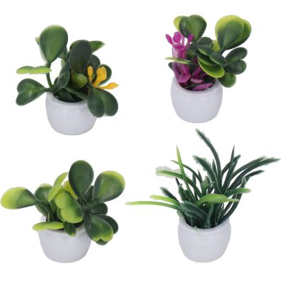 Potted Plants 1 12 Scale, Lifelike Miniature Bonsai Plant Mini Fake Plants Dollhouse Furniture 1 12 Scale Doll House Accessories for Home Decor
