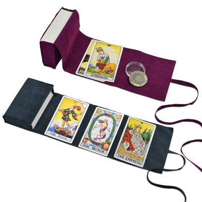 Knana 3Pcs Tarot Card Holder Velvet Tarot Bag Tarot Accessories - Purple&Dark Blue