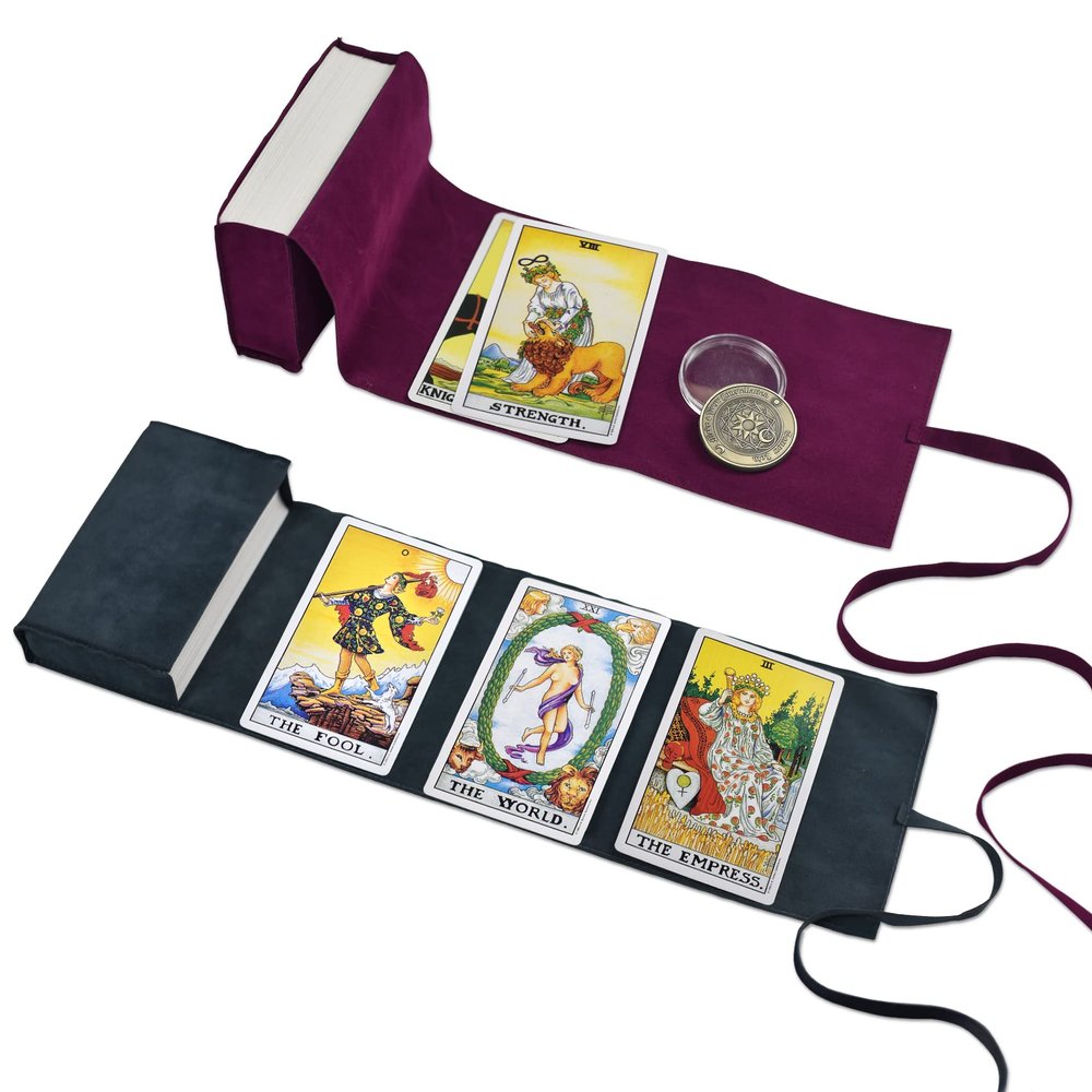 Knana 3Pcs Tarot Card Holder Velvet Tarot Bag Tarot Accessories - Purple&Dark Blue