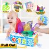 VPOJOY Baby Tissue Box Toy, Soft Montessori Tissue Box Baby Toys 6 to 12 Months, High Contrast Crinkle Paper Sensory Silk Scarves Toys for 1 Year Old Boys Girls Kids Early Learning Gifts view 2