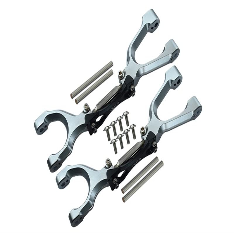 GPM Upgrades Spring Steel + Aluminum Supporting Mount with Front/Rear Upper Arms Set for X-Maxx 6S/8S Monster Truck77086-4 RC Cars (Gray)