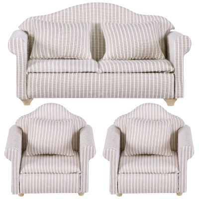 Toddmomy 1 12 Scale Doll House Furnitures 3pcs Sofa Miniature Dollhouse Toy Parlor Bedroom Decoration Accessories