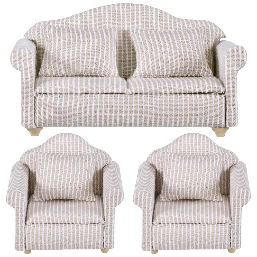 Toddmomy 1 12 Scale Doll House Furnitures 3pcs Sofa Miniature Dollhouse Toy Parlor Bedroom Decoration Accessories