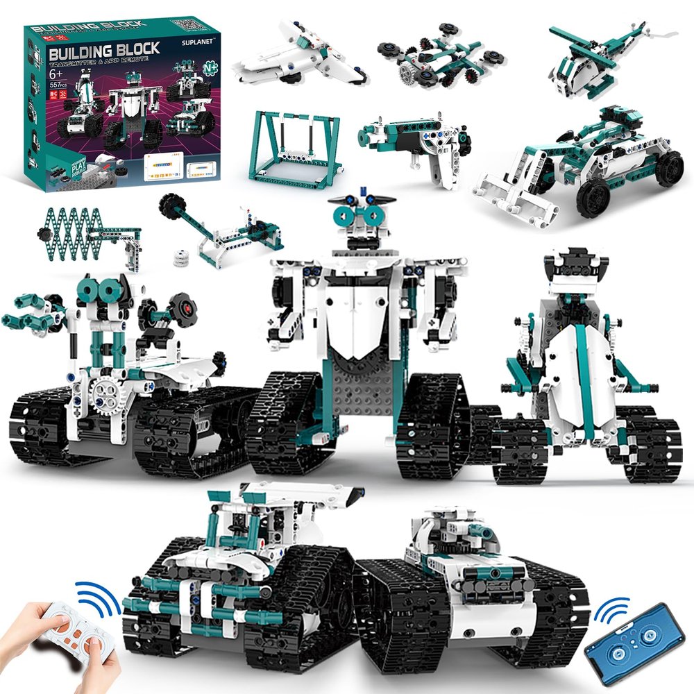 Suplanet STEM Robot Toys for 8-14, 12 in 1 Remote Control Robotics Toys for Kids, Programmable Building Robot Kit Birthday Present for Science Educational(469 Pcs)