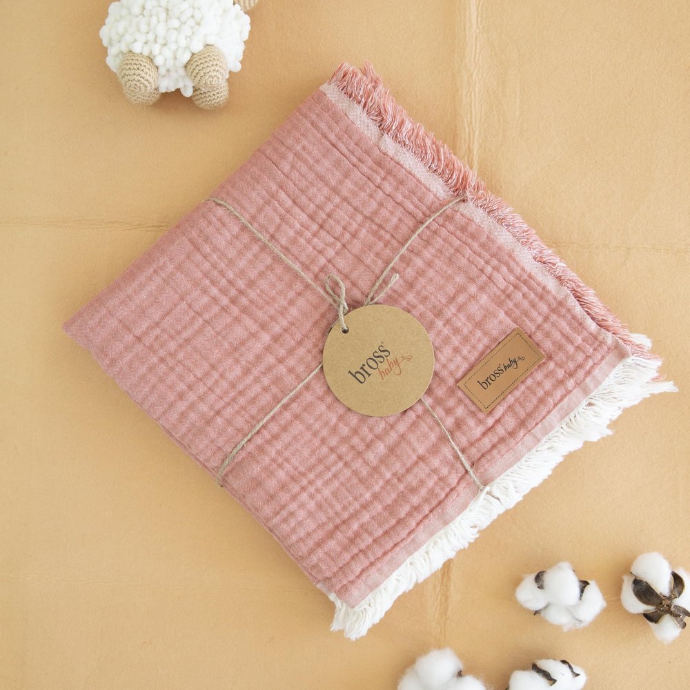 00% Cotton Unisex Baby Muslin Cover Swaddle Blanket for Newborn Babies Baby Muslin Blanket Soft (Brick)