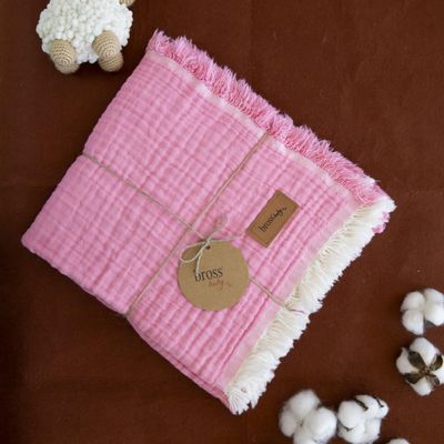 100% Cotton Muslin Baby Cover Swaddle Blanket for Newborn Babies Baby Muslin Blanket Soft (Pink)