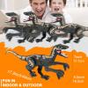 APOBATK Remote Control Dinosaur Toys for Kid - Walking Dinosaur Toys for Boys 5-7RC Jurassic Velociraptor Toys 8-12Robot 3-5 with Light Sounds Birthday Gift Toy for Boys Age 3+ Rechargeable Black view 2