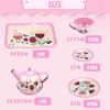 Pink Tea Set for Little Girls,Flower Design Tea Party Set,Princess Tea Time Toys Teapot Dishes Kitchen Pretend Play Tin Tea Party Set for Girls view 2