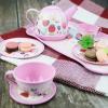 Pink Tea Set for Little Girls,Flower Design Tea Party Set,Princess Tea Time Toys Teapot Dishes Kitchen Pretend Play Tin Tea Party Set for Girls view 4