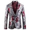 Men's Floral Jacquard Dress Suit Jacket 1 Button Paisley Embroidered Tuxedo Shawl Lapel Blazer for Dinner,Wedding (White,5X-Large) view 1