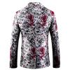 Men's Floral Jacquard Dress Suit Jacket 1 Button Paisley Embroidered Tuxedo Shawl Lapel Blazer for Dinner,Wedding (White,5X-Large) view 2